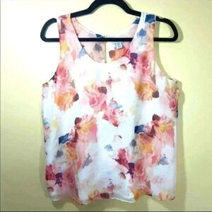 Paraphrase Pastel Floral Sleeveless Semi Sheer Top